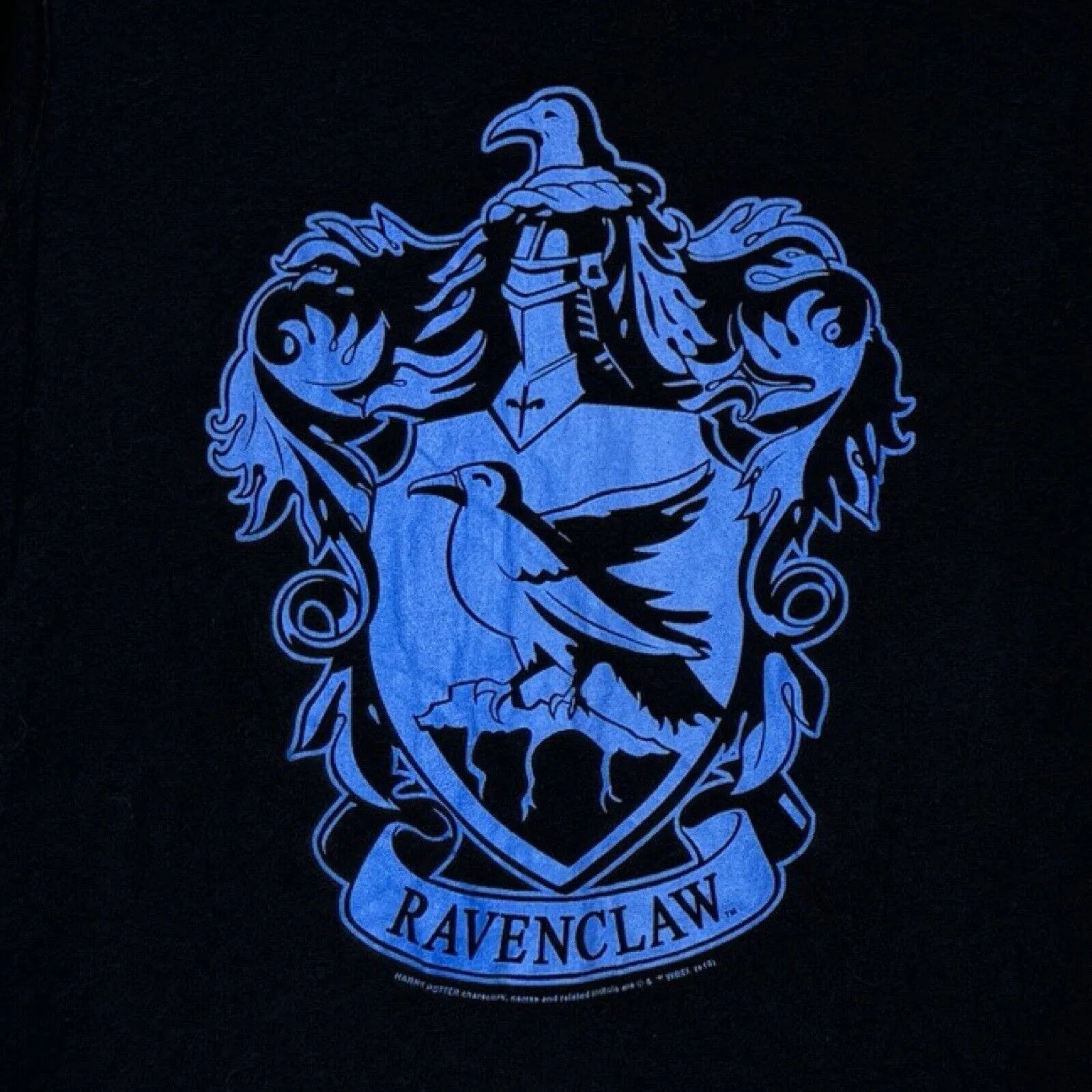 Harry Potter Shirt Women XL Black Blue Ravenclaw Crest Graphic Tee Cotton Casual - Image 4