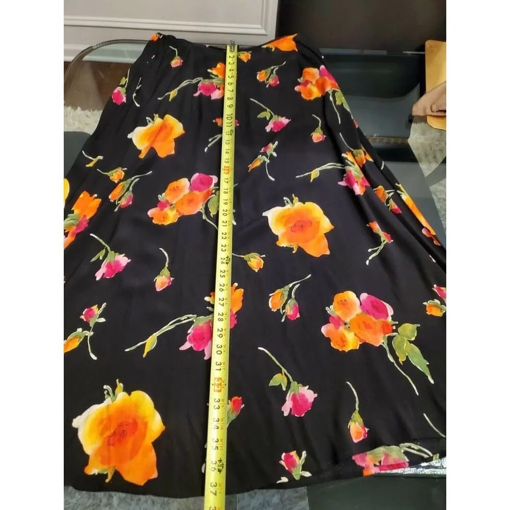 Windridge Women Black Floral Viscose Sleeveless Top & Skirt 2 Piece Suit Size M Size M - Image 7