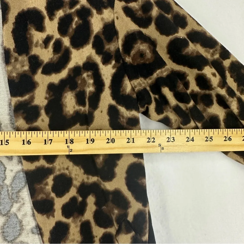 Open Front Leopard Print Long Sleeve Long Cardigan Size Medium Brown - Image 7