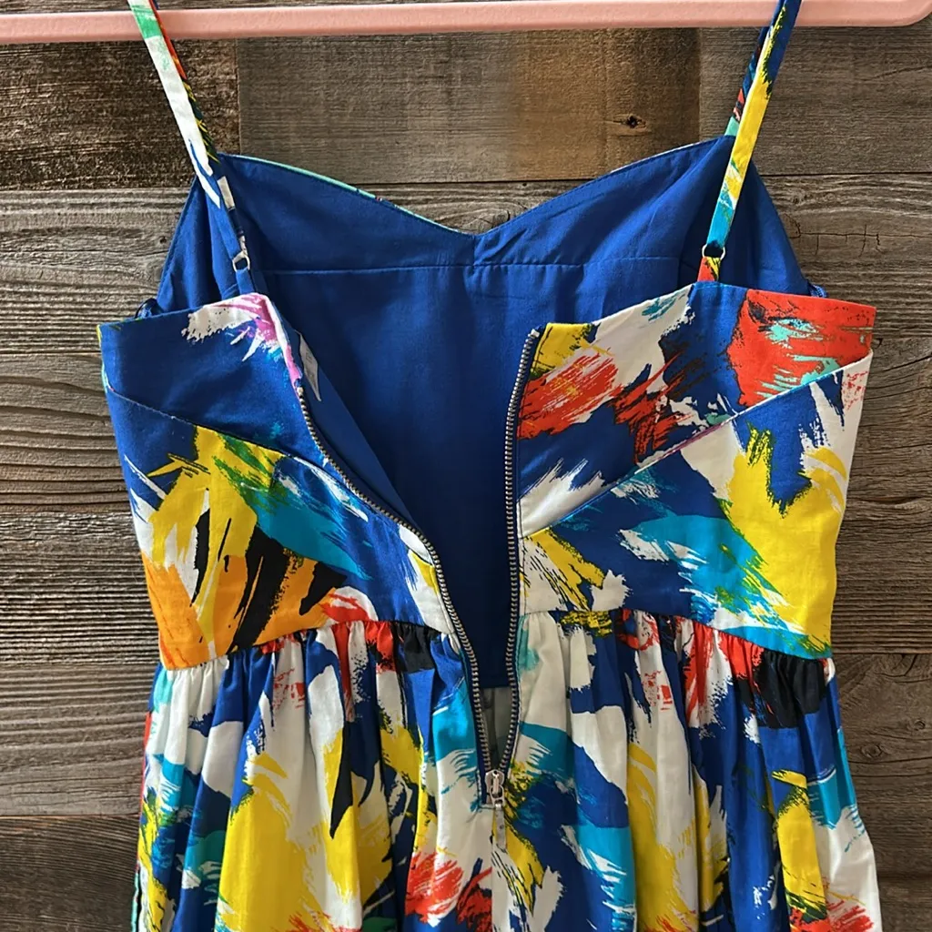 Zara Trafaluc Multicolor Abstract Spaghetti Strap Mini Dress Size XS - Image 7