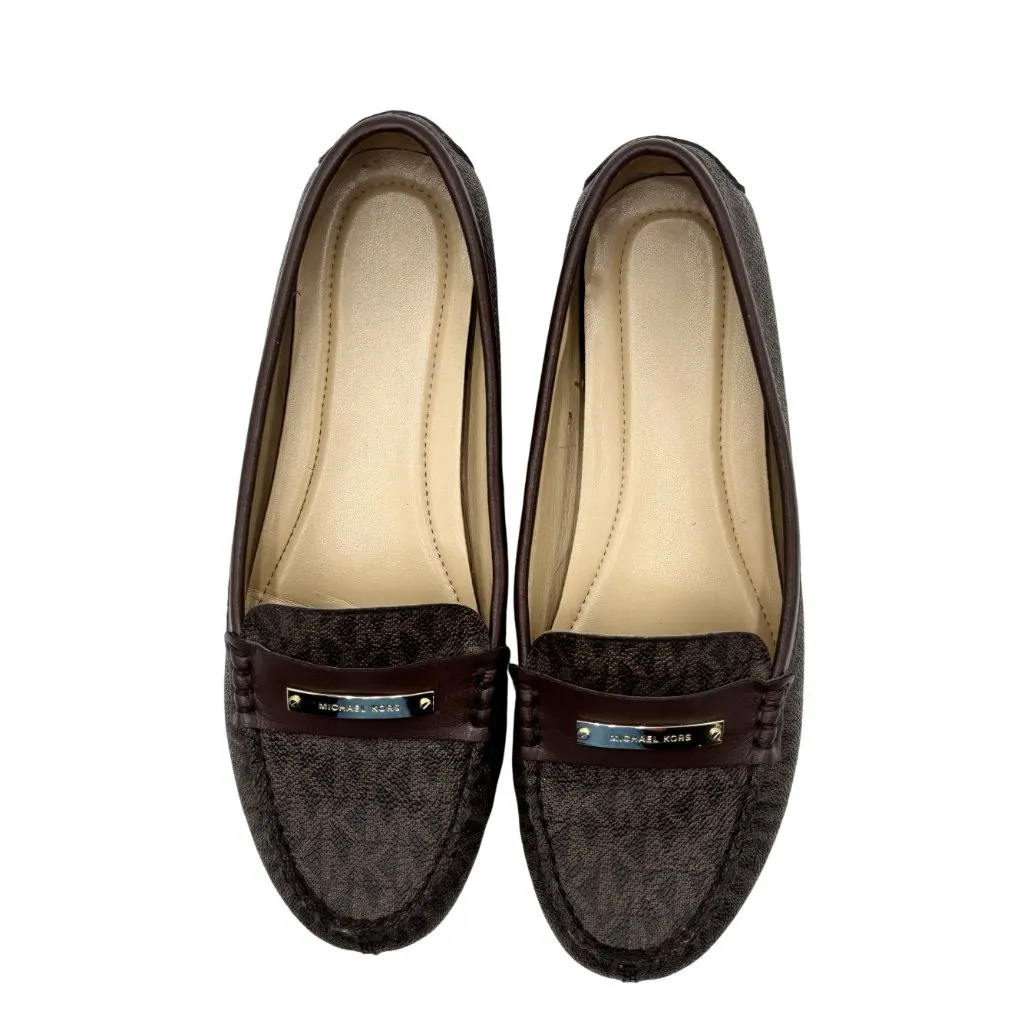 Michael Kors Womens Everett Loafer Size 8M Monogram Brown Leather - Image 2