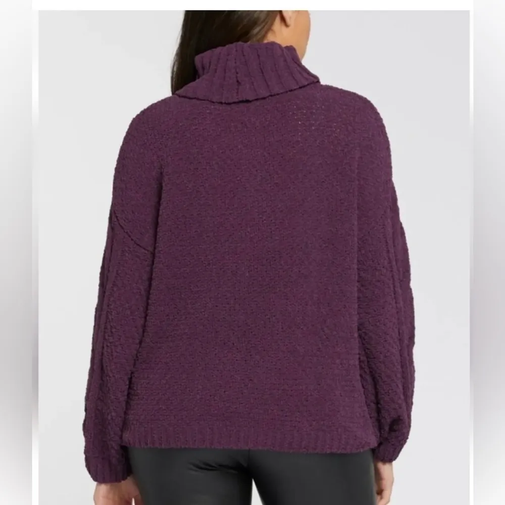 Chenille Cable Knit blackberry Wine Colored cowl neck sweater sz Large NWOT - Image 2