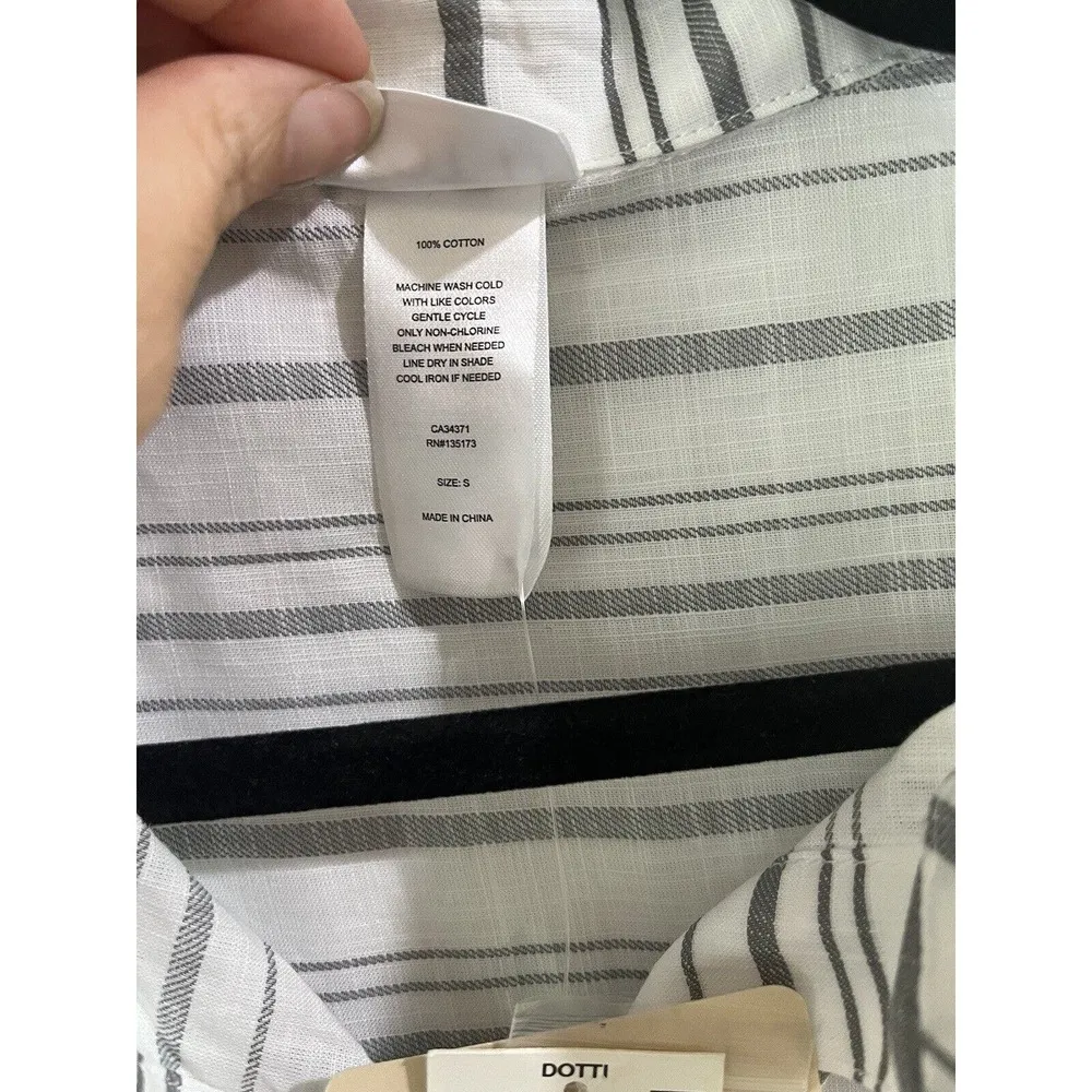 NWT Dotti Baja White Gray Striped Cotton Button Up Dress Swim Cover - Image 9