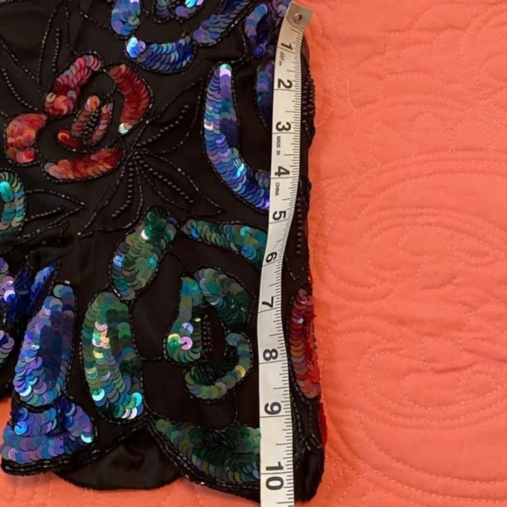 Vintage Stenay Multicolor Sequin Beaded Party Blouse, Evening Wear, 1980 - Image 12