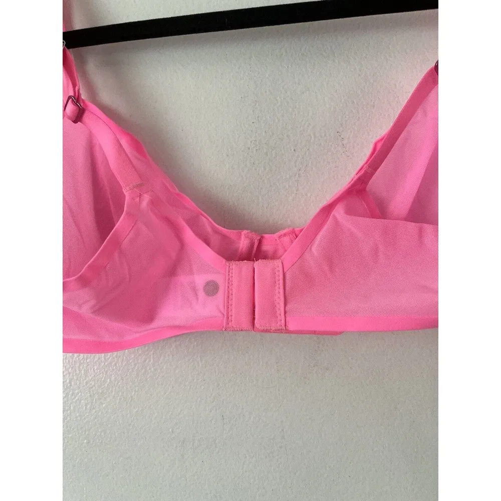 NWT Aerie Smoothez Hot Pink Microfiber Mesh Unlined Underwire Balconette Bra 32B - Image 6