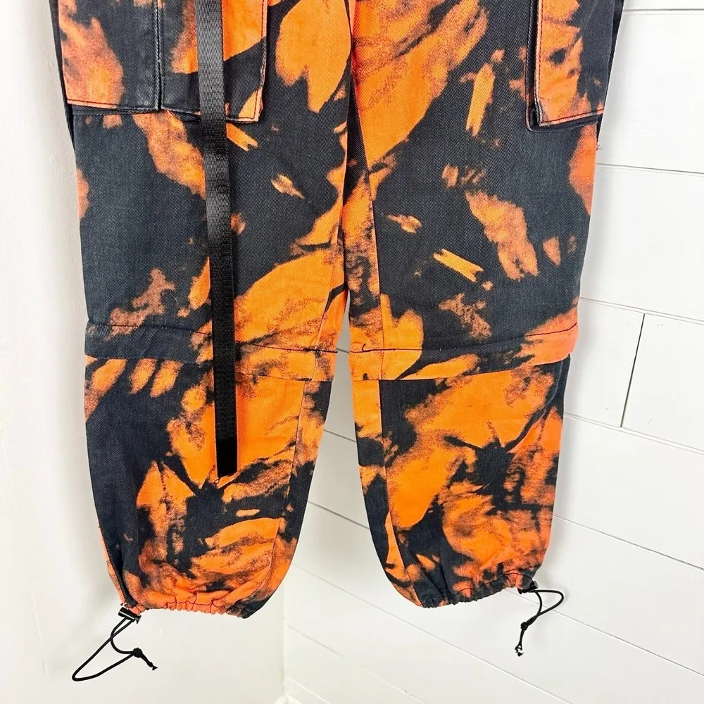 Jaded London Tie Dye Cargo Jogger Pants Orange Black Size 4 High Rise Halloween - Image 9