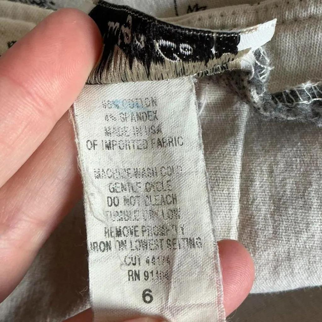 Vintage Black and cream toile print mini pencil skirt cotton stretch spandex 6 - Image 3