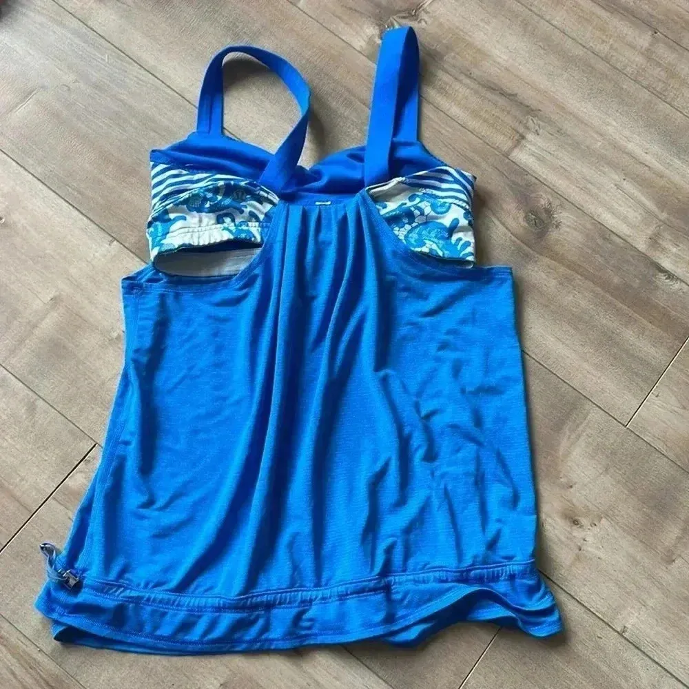 Lululemon Run: Back On Track Tank Laceoflage Polar Cream Beaming Blue Size 8 - Image 10