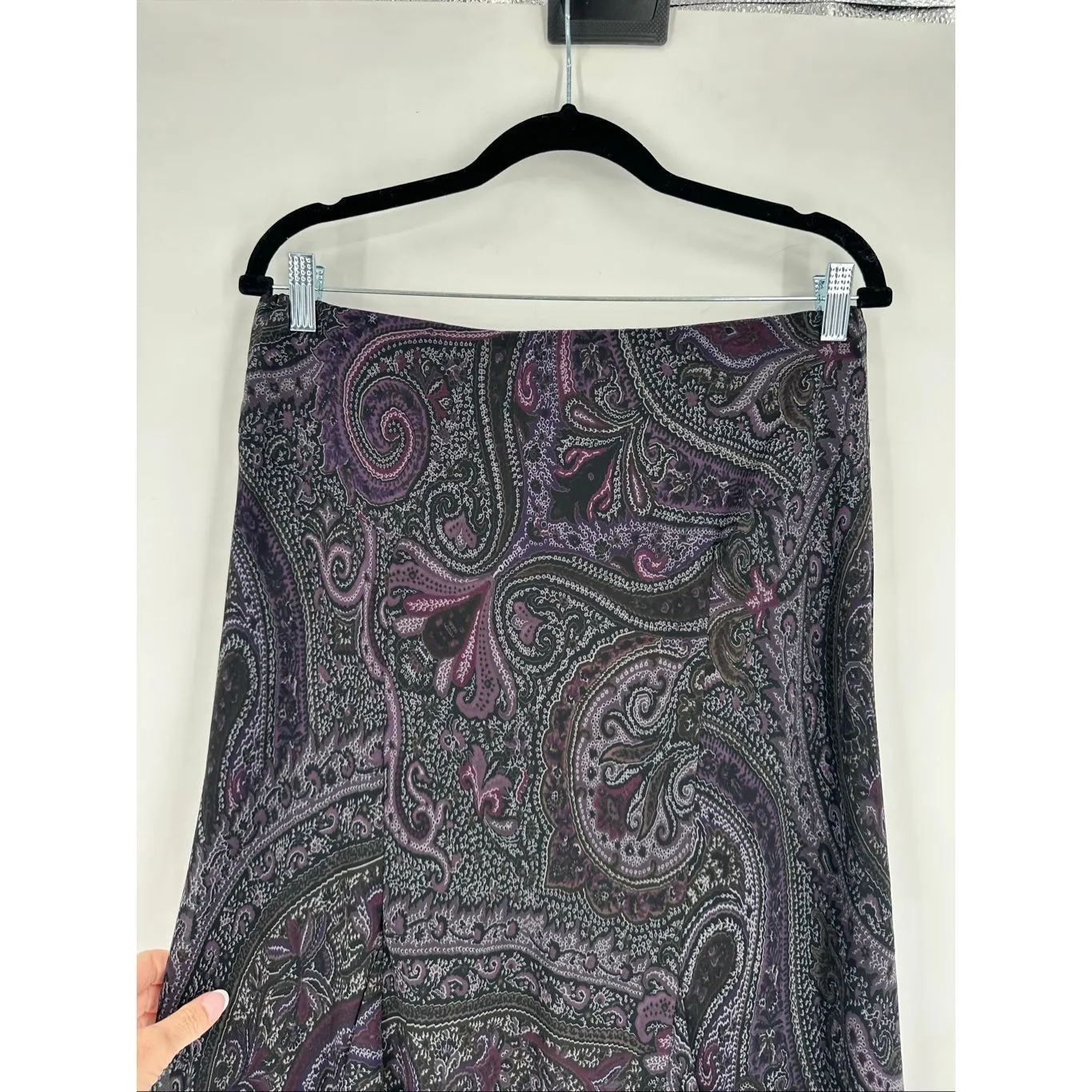 Y2K Floral Midi Skirt Size M Goth Witchy Whimsical Black Purple Whimsigoth Chaps - Image 9