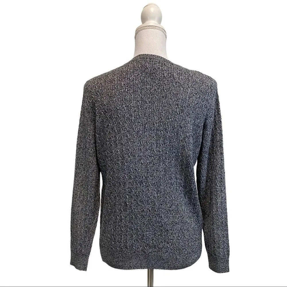 Karen Scott  Women's Large Gray Knit V Neck Pullover Sweater - Image 5