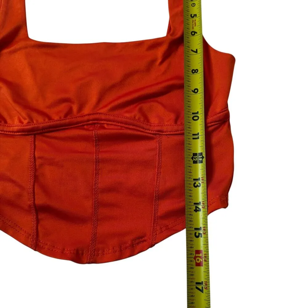 Live In The Moment Orange Crop Top Women Size Small | 60-15 - Image 6