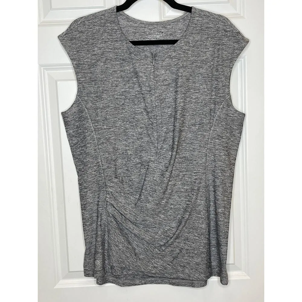 Athleta XLT Pacifica Wrap Front Heather Gray Tank Zip Neckline - Image 2