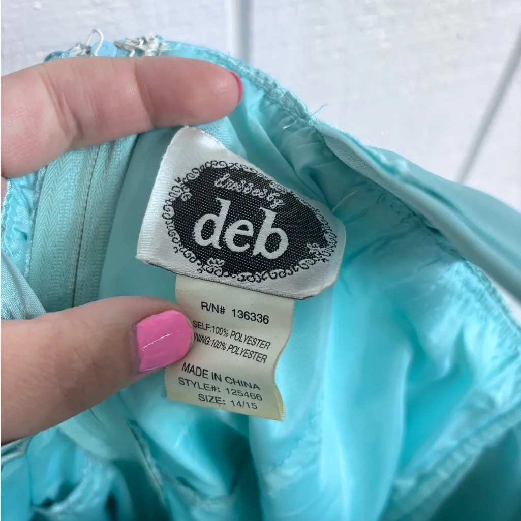 Deb Sequined Prom Dress Blue Size 14 - Image 4