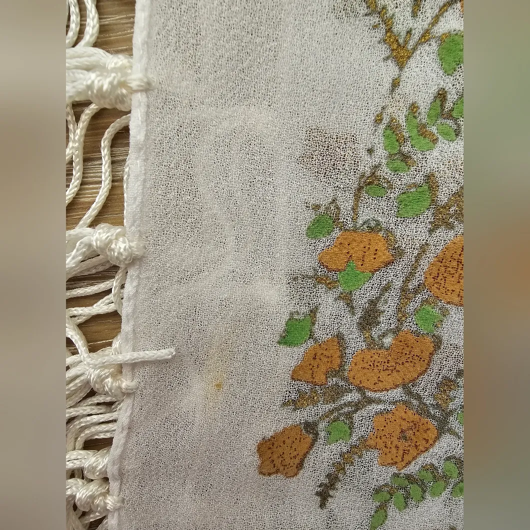 Jones New York White Sheer Painted Flowers Long Tassels Wrap Scarf New With Tags - Image 6