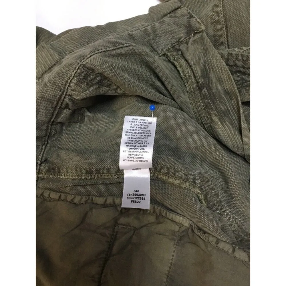 New Treasure And Bond Pants Womens Size 6 Paper Bag Waist Cuffed Olive Green - Image 10