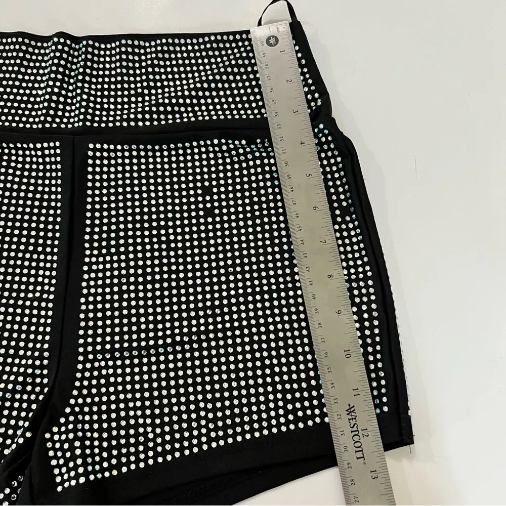 Banjul Rhinestone Embellished Black High-Waisted Hot Pants Shorts (est. small) - Image 9