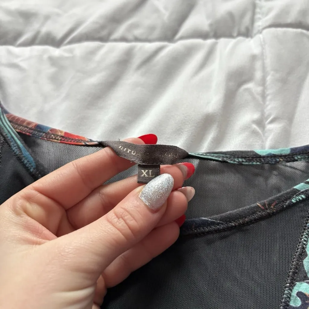 Womens Size XL Top Short Sleeve T Shirt Tee Phoenix Breathable Yoga Activewear Blue - Image 6