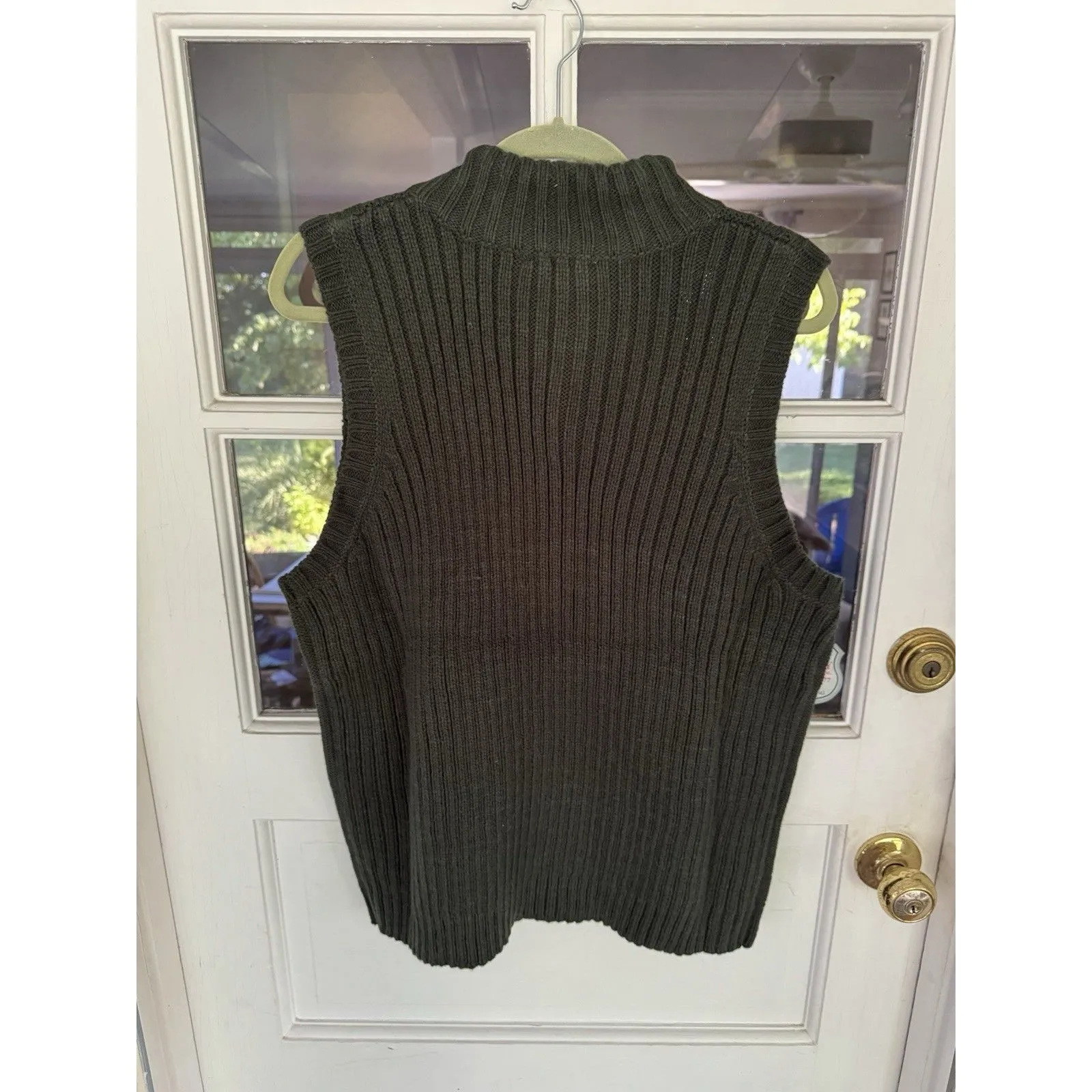 Denim & Co Cable Knit Wool Blend Vest Full Zip Green Women’s Size XL New READ Size L - Image 7