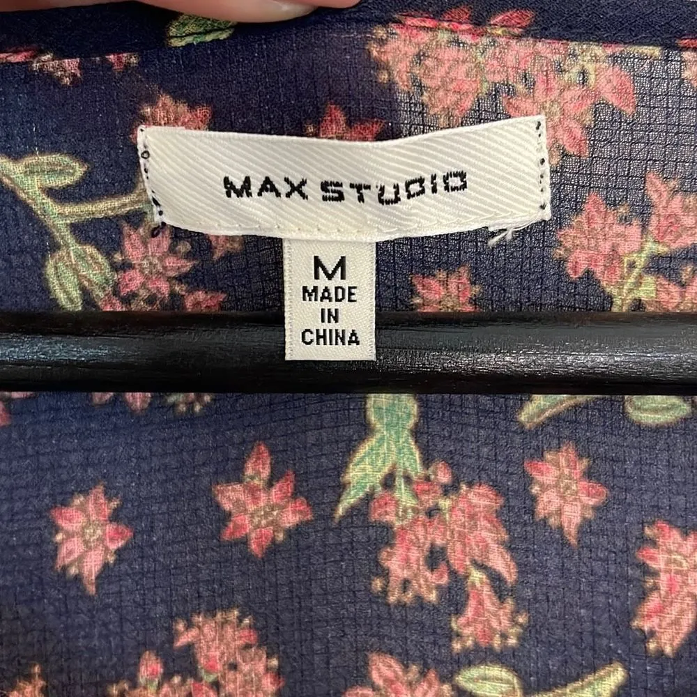 Max Studio Baby‎ Doll Boho Blouse Blue/pink floral Size Medium - Image 7