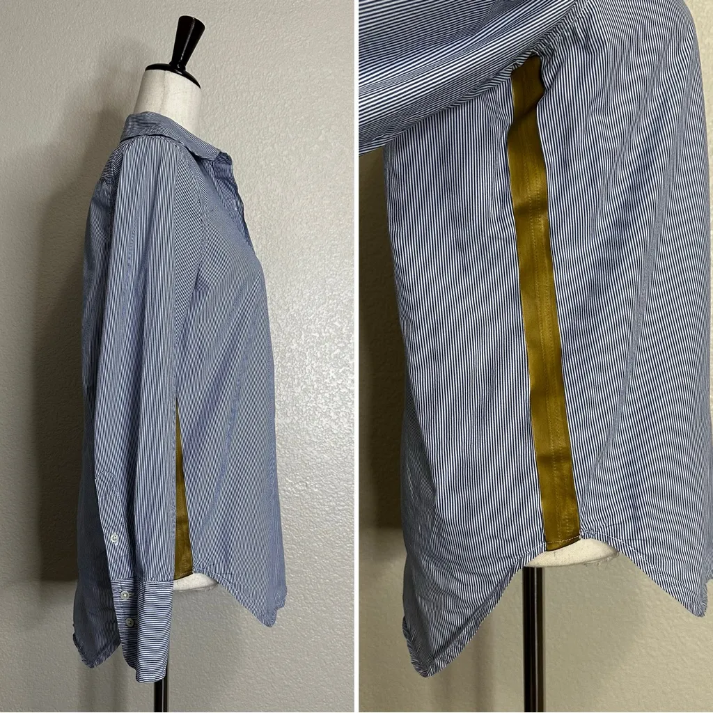 J. Crew Blue Striped Long Sleeves Pop Over Women's Shirt, Size 4 - Image 6