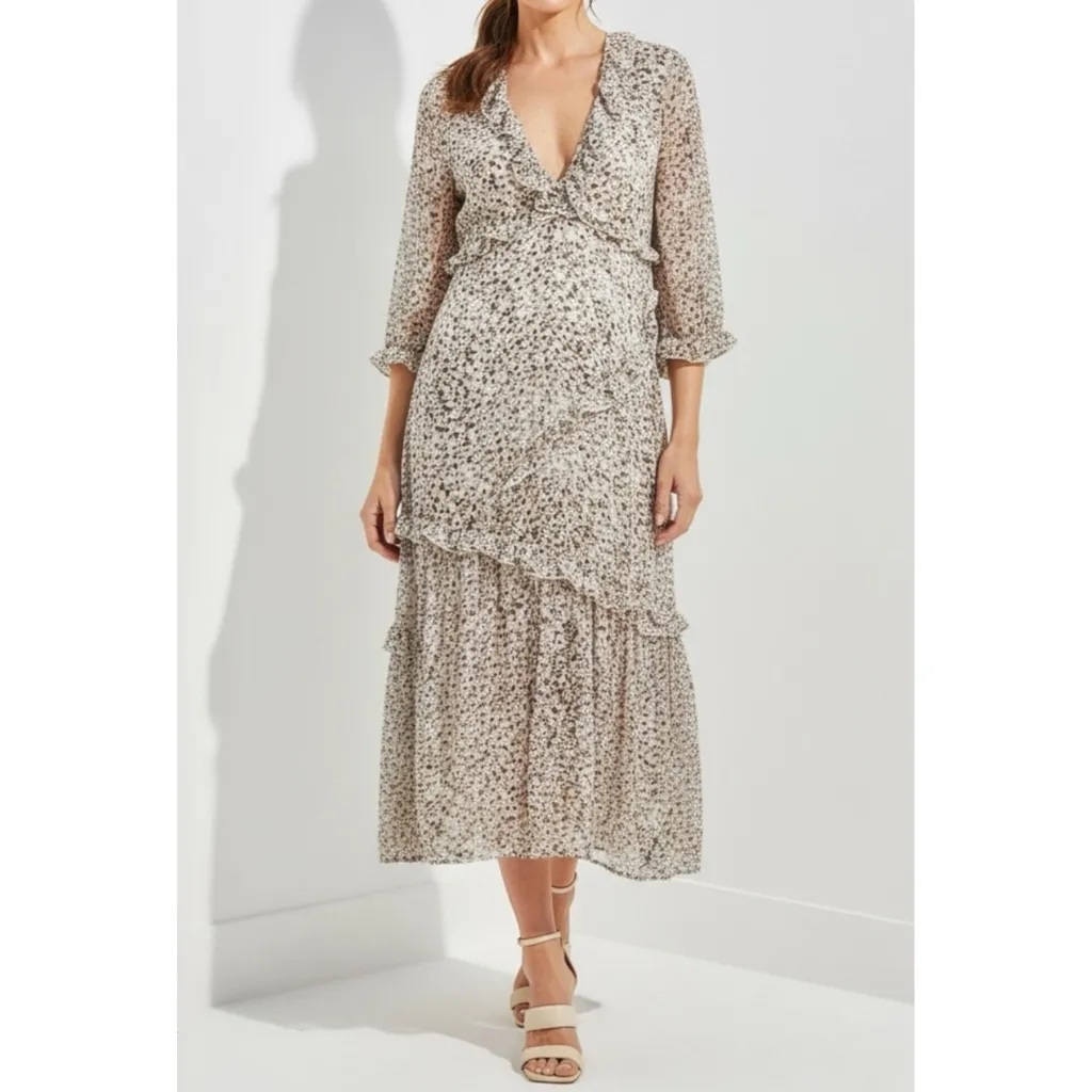 GANNI Printed Light Georgette Maxi Dress, Egret, FR34/US2 - Image 2