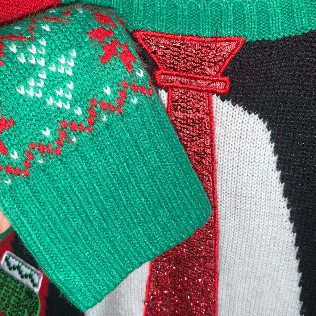 Womens PENGUIN  Ugly Christmas Sweater Party Dress Sequin Animal Size‎ L - Image 5