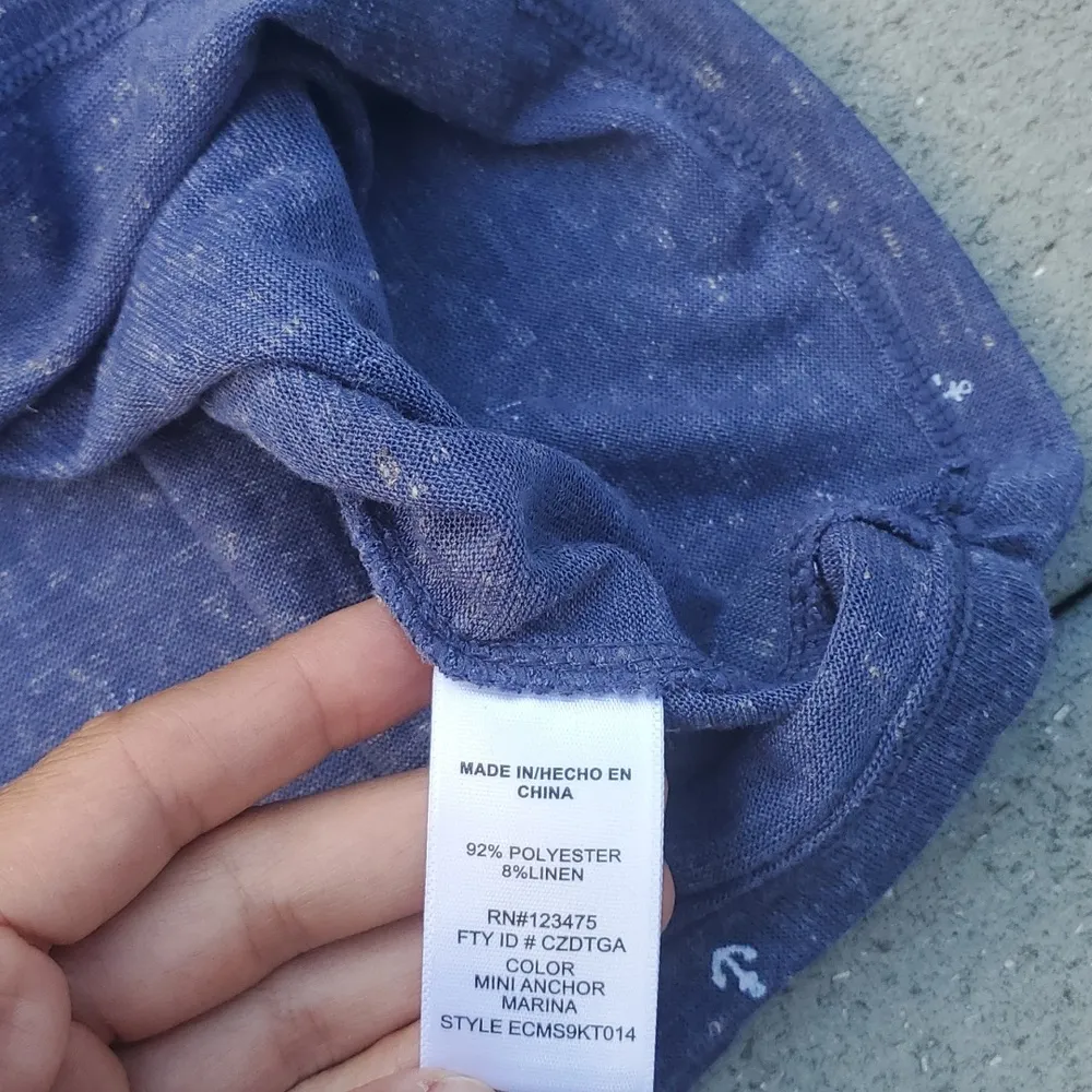 NWT Company Ellen Tracy Anchor Print V-Neck Linen Blend T-Shirt - Image 6