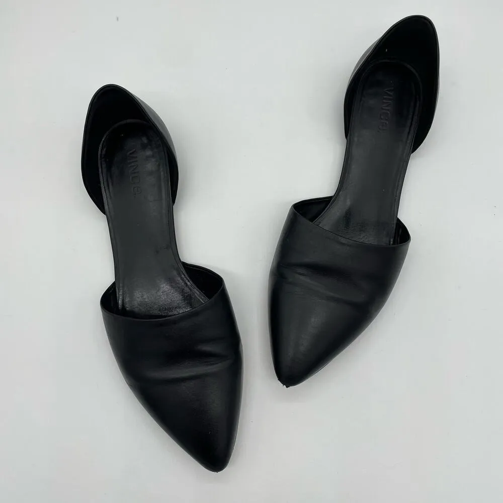 Vince Nina Leather D'Orsay Flats - Black - 11M - Image 10