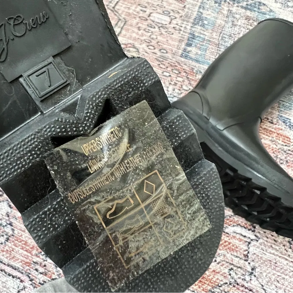 J.Crew Tall Lug Sole Rain Boots in Black Size 7 Waterproof Rubber Boots - Image 9