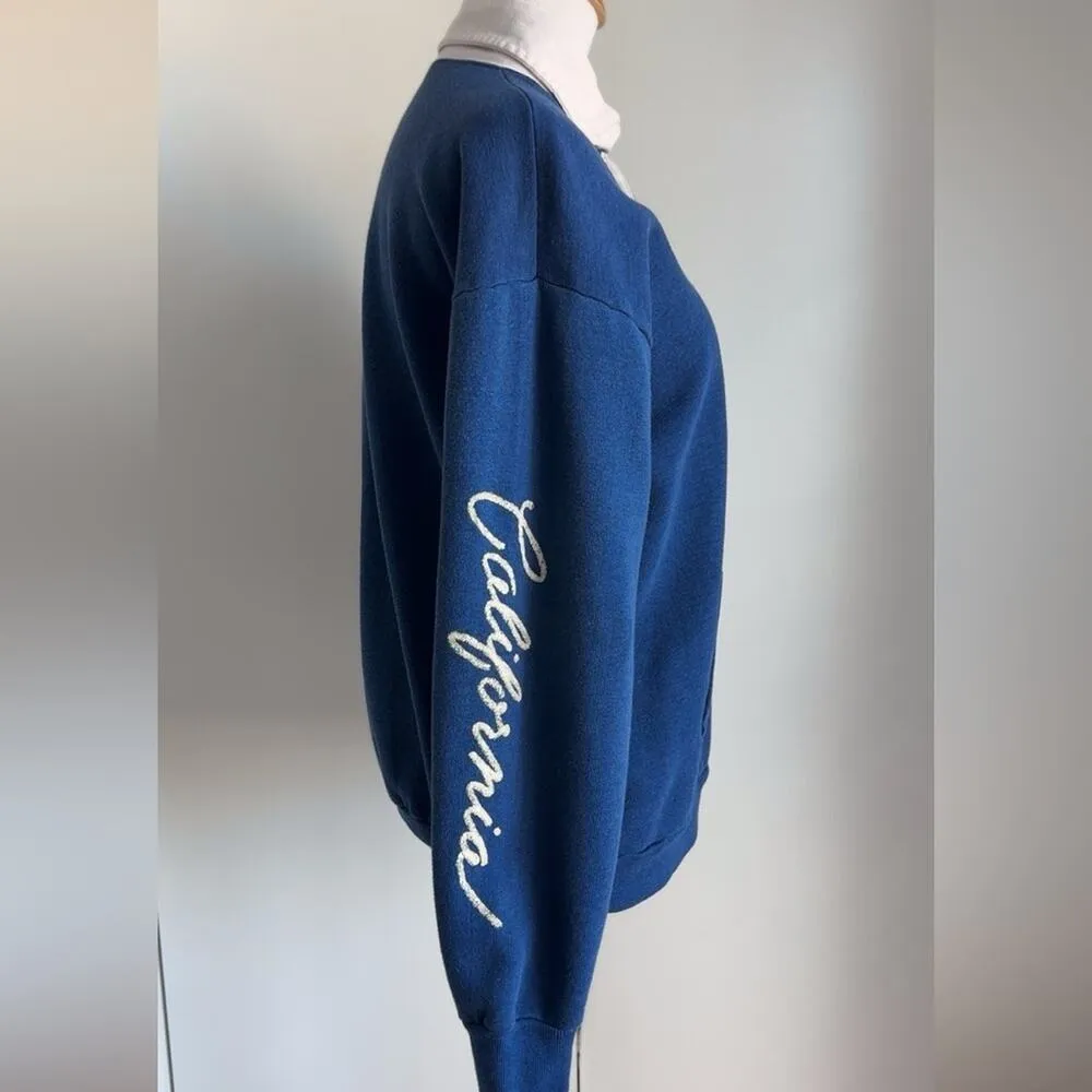 Vintage 70s Sweatshirt/Polo single Stitch Blue California Tourist Graphic Logo M Size M - Image 10