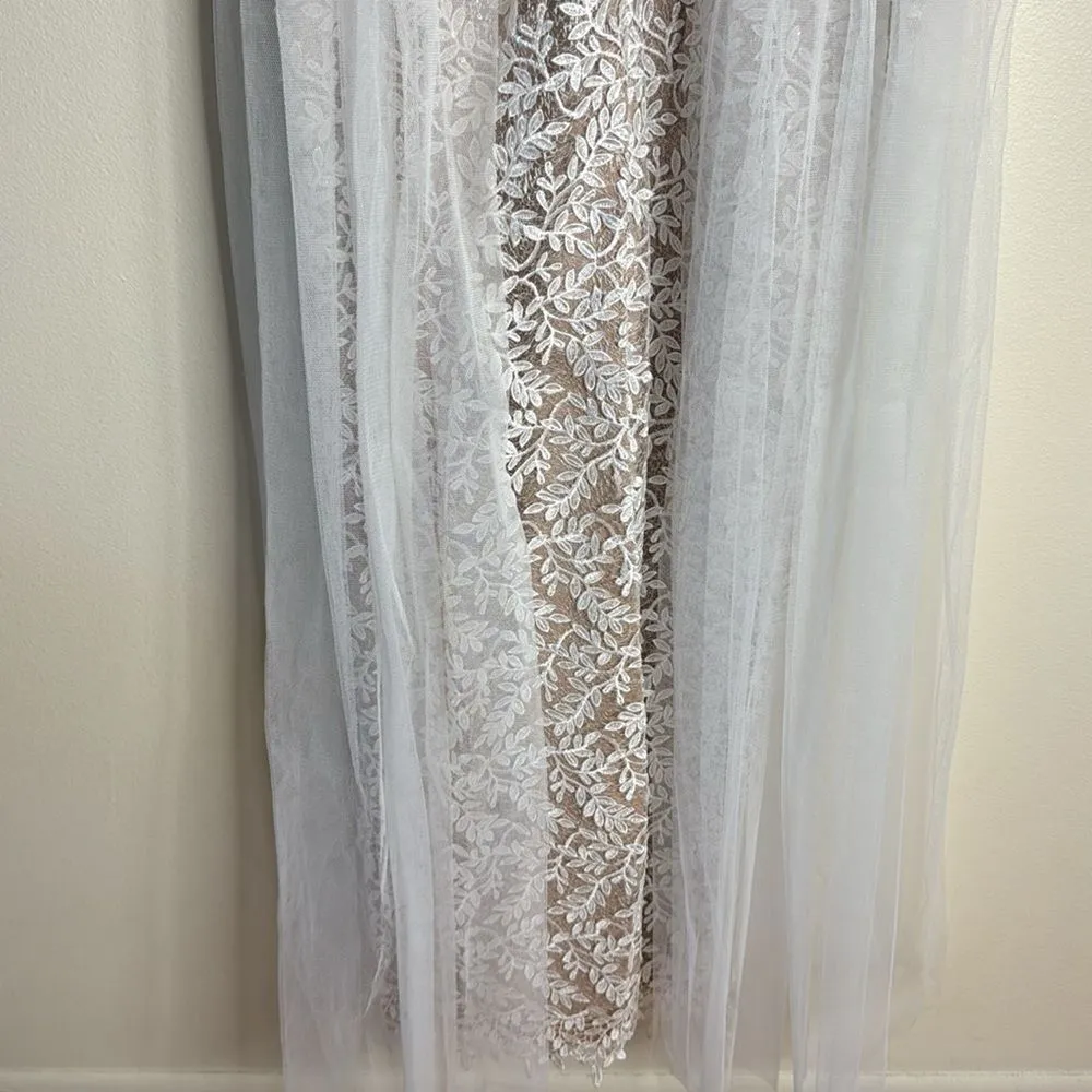 Aidan Mattox tulle-paneled guipure lace gown Prom Dress bride bridal size 6 - Image 5