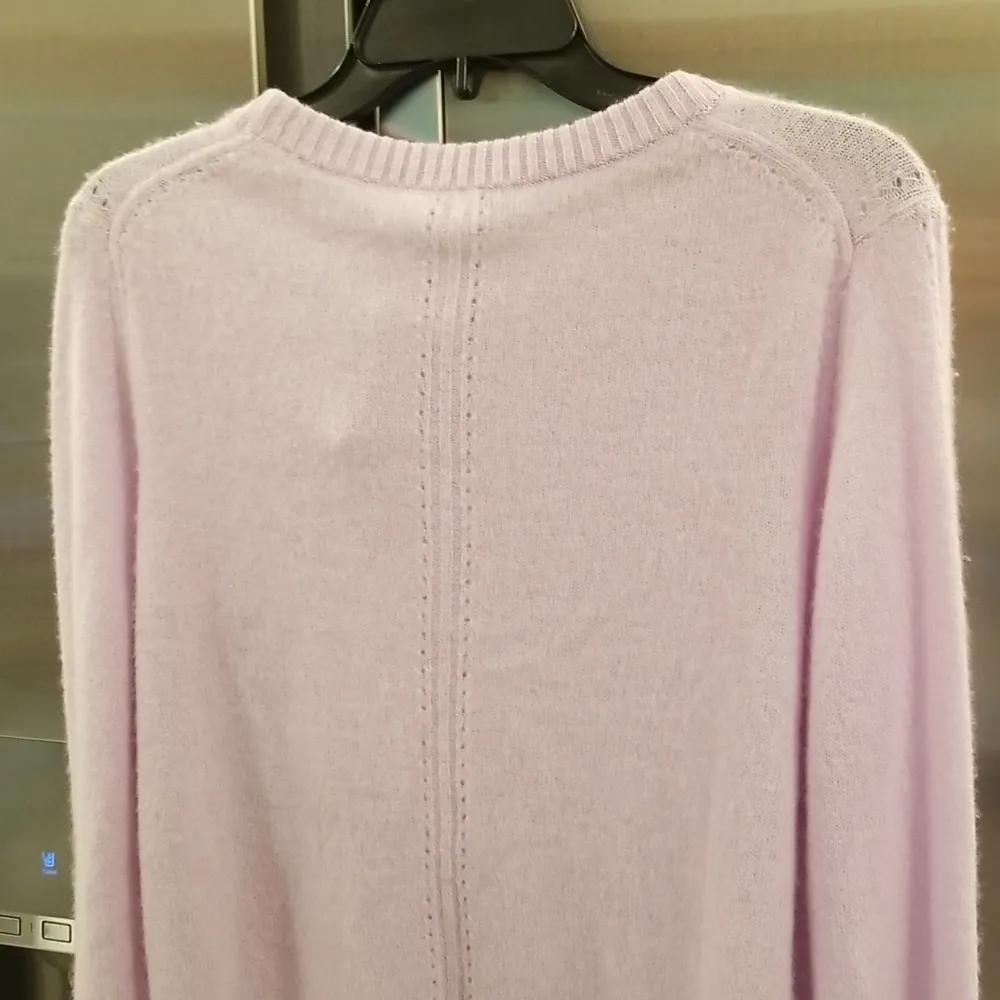 💕WHITE + WARREN💕 Cashmere Pointelle Detail Crew Neck Pullover ~ Large L NWT - Image 10
