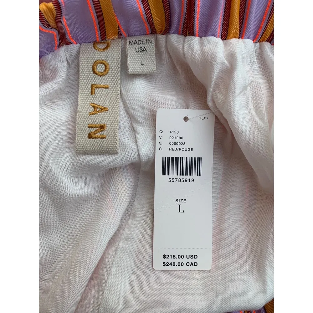 Dolan Collection Frida Maxi Skirt Pink Tiered Stripe NWT Large - Image 3