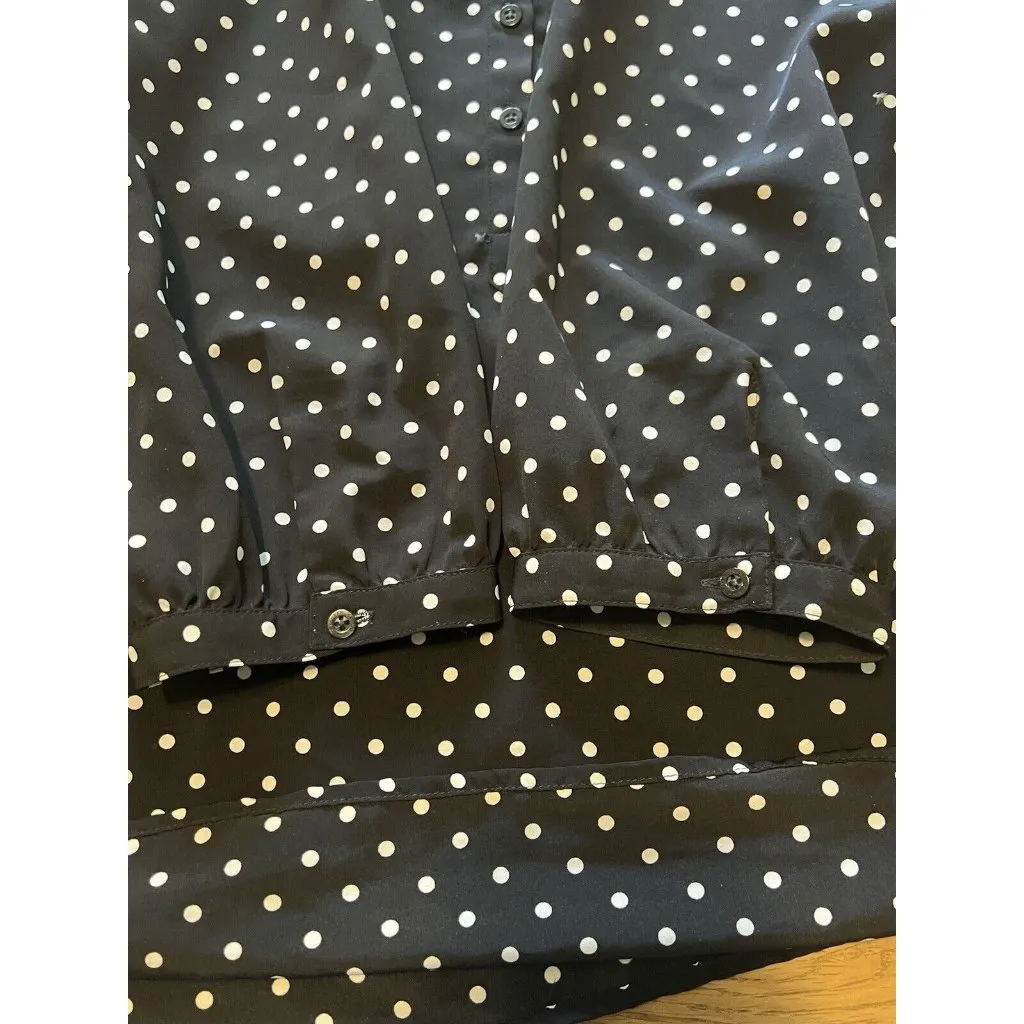 Ralph Lauren Womens‎ Top Size XL Black White Polka Dot Buttons Career Designer - Image 10