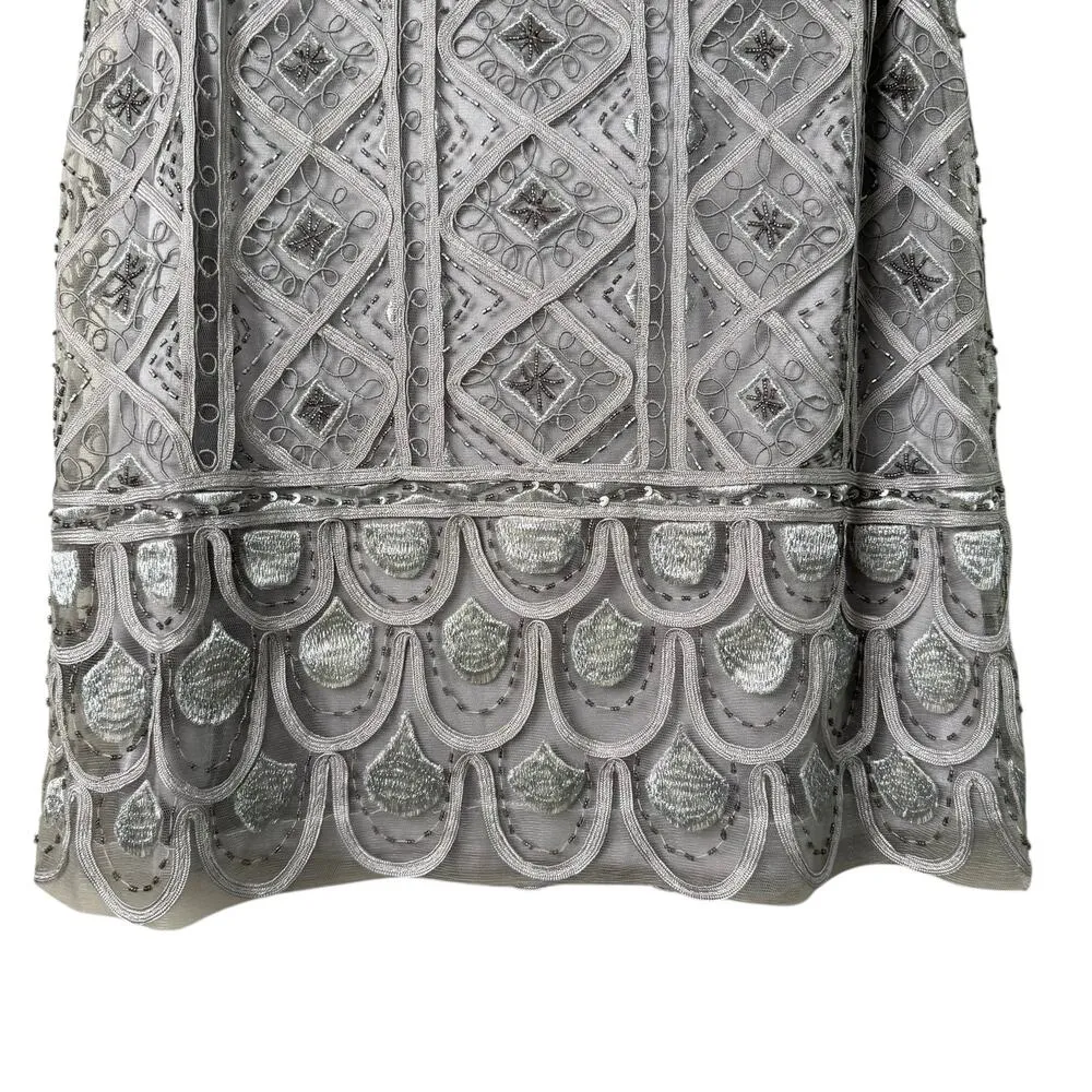 Sue Wong Beaded Embroidered Strapless Embellished Mini Dress in‎ Silver Gray, 4 - Image 5