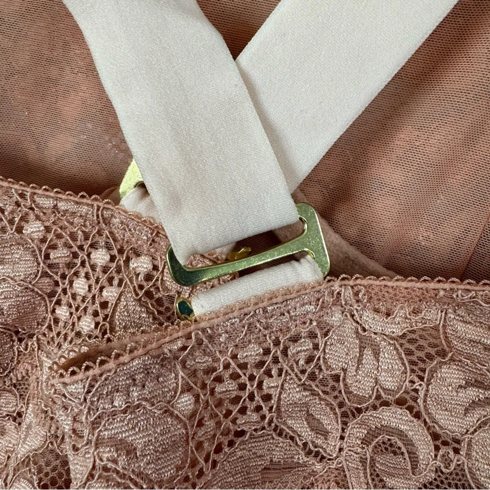 We Are HAH Tight Squeeze Bodycon Mini Dress Copper Rose Lace Lined Size XS NEW Pink - Image 7