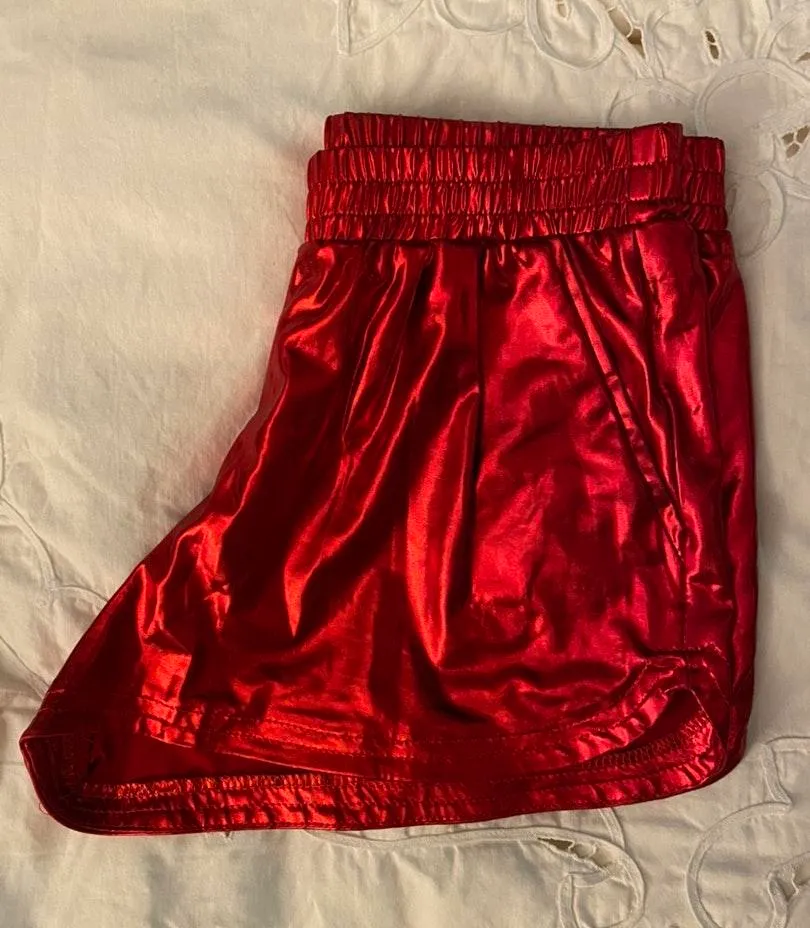 American Apparel Red Metallic Booty Shorts - Image 2