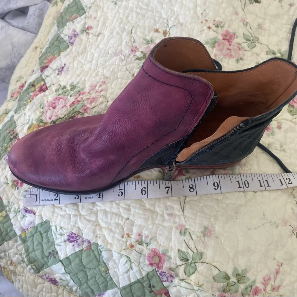 VeraCruz Artisan Distressed Leather Bootie Shoes Plum and Black Euro 38 US 7.5 - Image 13
