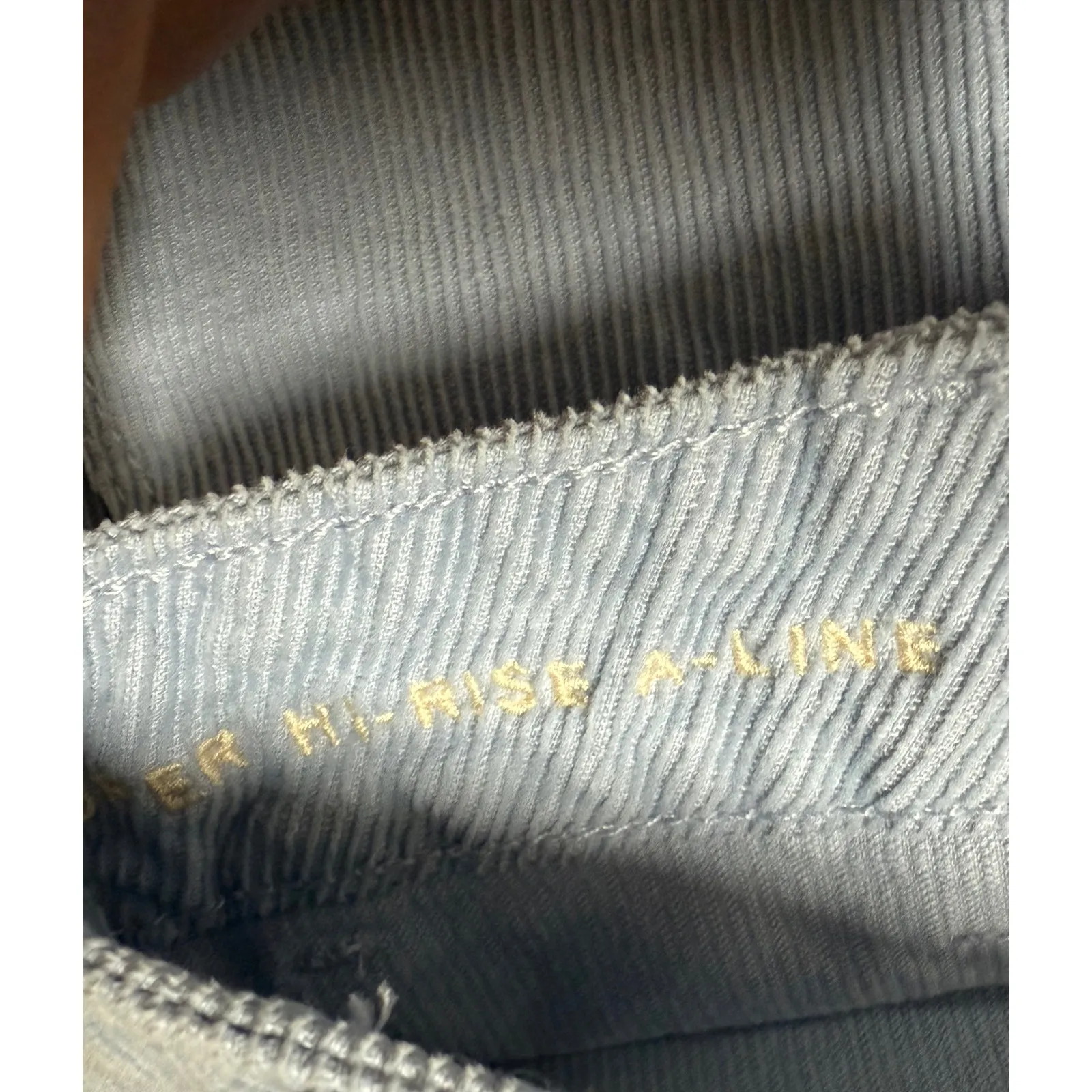 American Eagle Super High Rise A Line Corduroy Blue Button Skirt Size 16 - Image 6