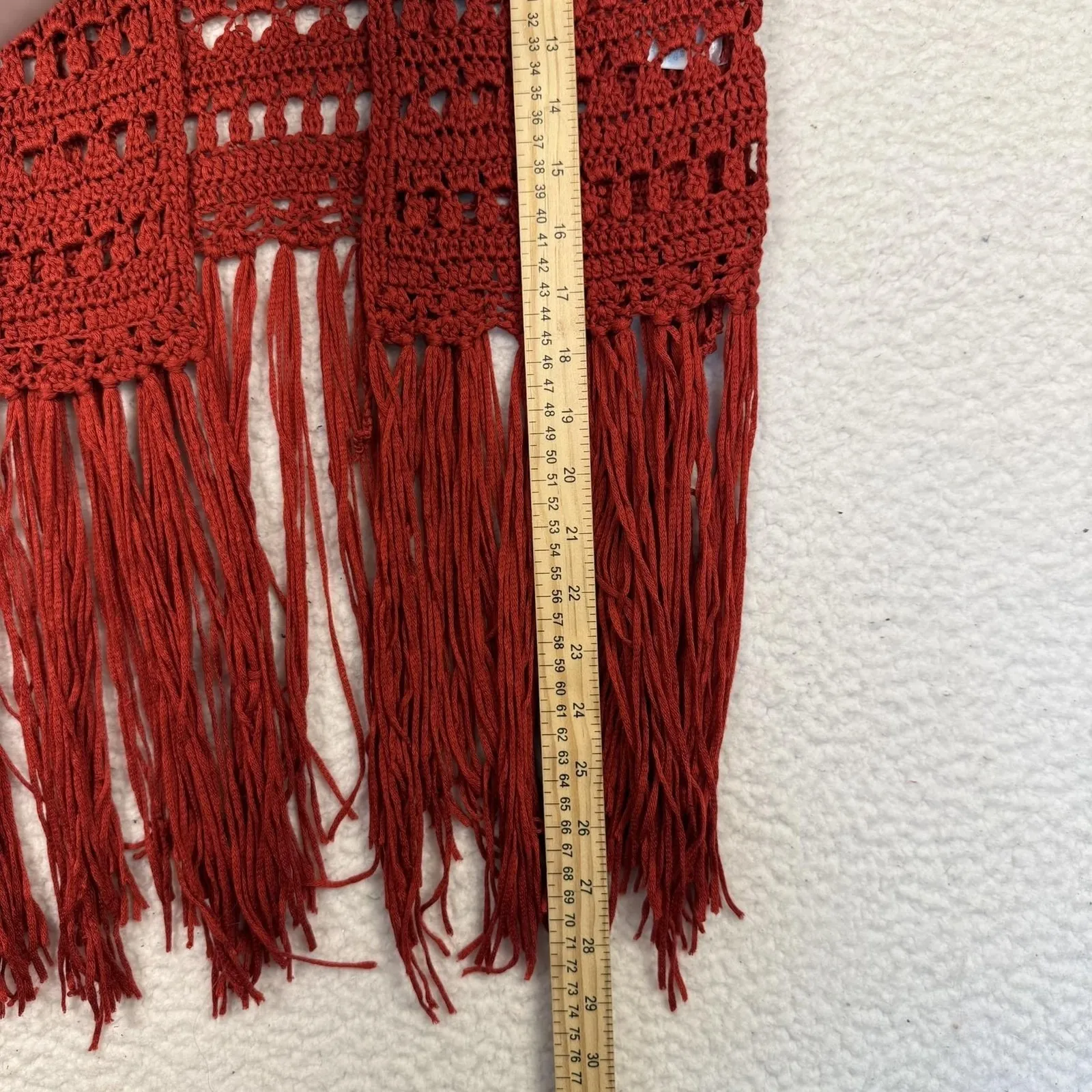 Umgee‎ Cutout Western Bohemian Boho Fringe Crochet Cardigan Vest Womens Size S - Image 6