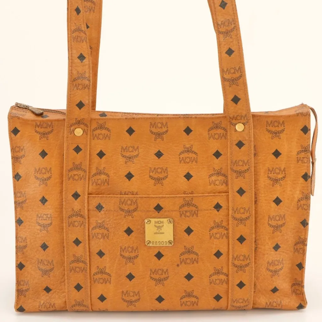VINTAGE MCM HERITAGE TOTE BAG IN COGNAC VISETOS CANVAS R8909 - Image 5