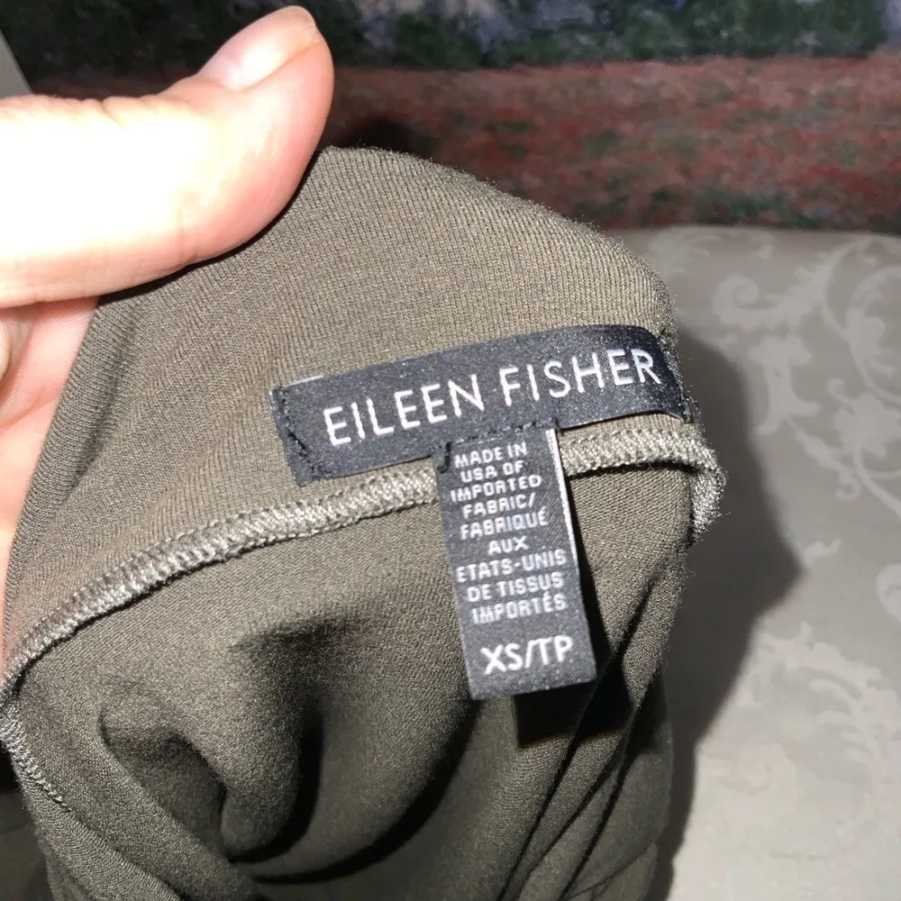 Eileen Fisher Green Bateau Neckline Long Sleeve Stretchy Jersey Shift Dress XS - Image 7