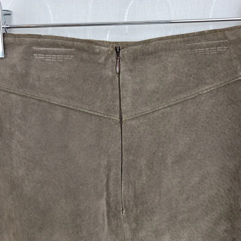 VTG Blue Asphalt Leather Fringe Mini Skirt 9 Brown Suede Rodeo Western Cowgirl Size 8 - Image 3