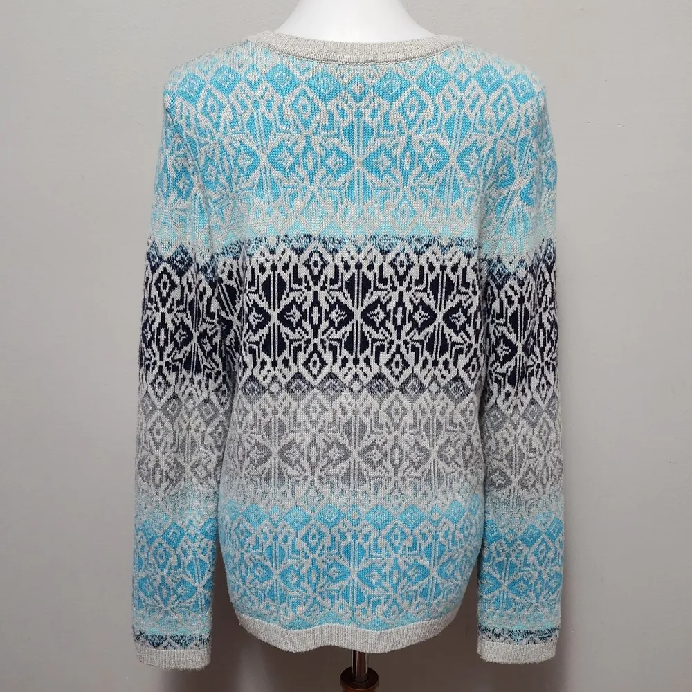 Talbots ombre fair isle crewneck wool blend sweater size large - Image 6