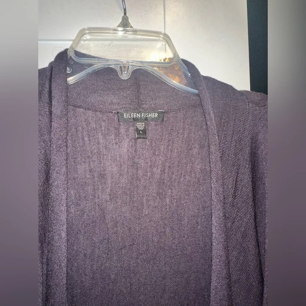 NWOT EILEEN FISHER 100% Merino Wool Cardigan In Eggplant
$348 MSRP - Image 6