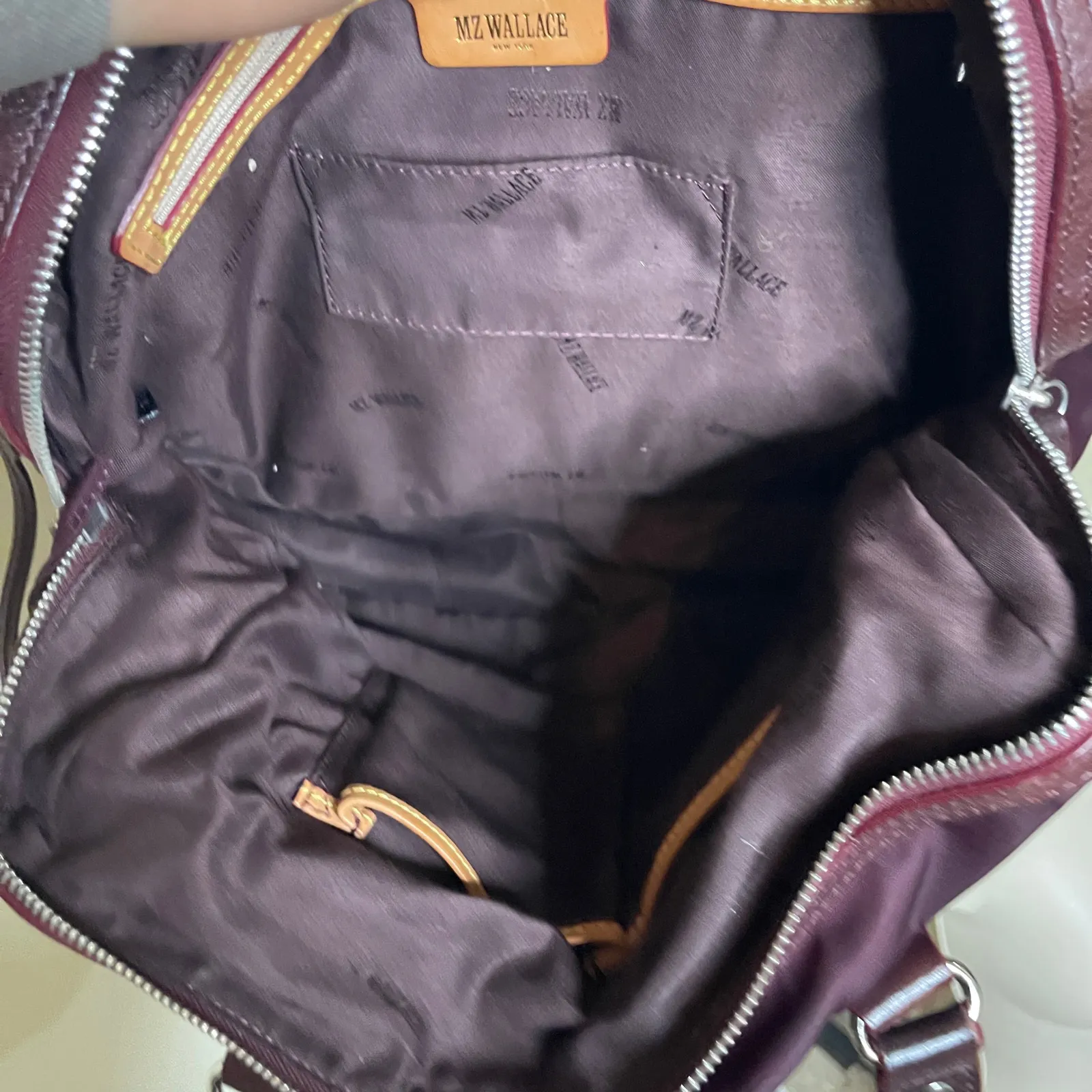 MZ Wallace Womens‎ Jane Bedford Nylon Leather Shoulder Handbag in Burgundy - Image 8