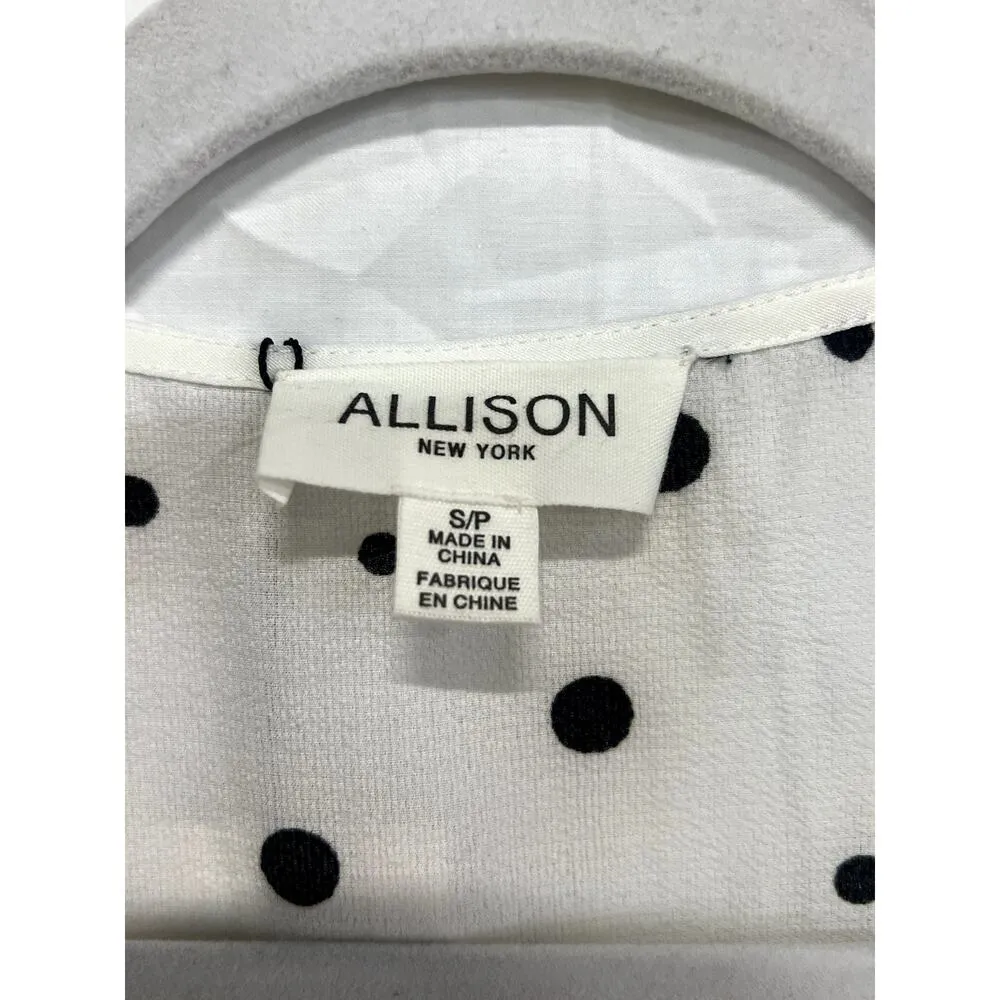 Allison New York Polka Dot Ruffle Trim Wrap Mini Dress White/Black Women's S White - Image 3