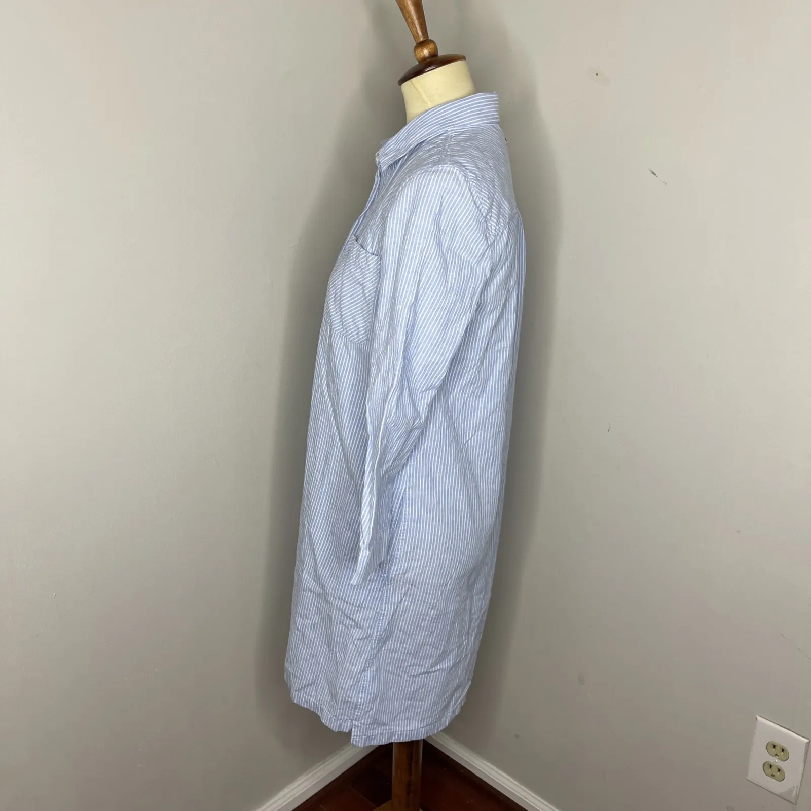 Barbour Seaglow Stripe Cotton‎ & Linen Shirtdress Sz 6 - Image 2