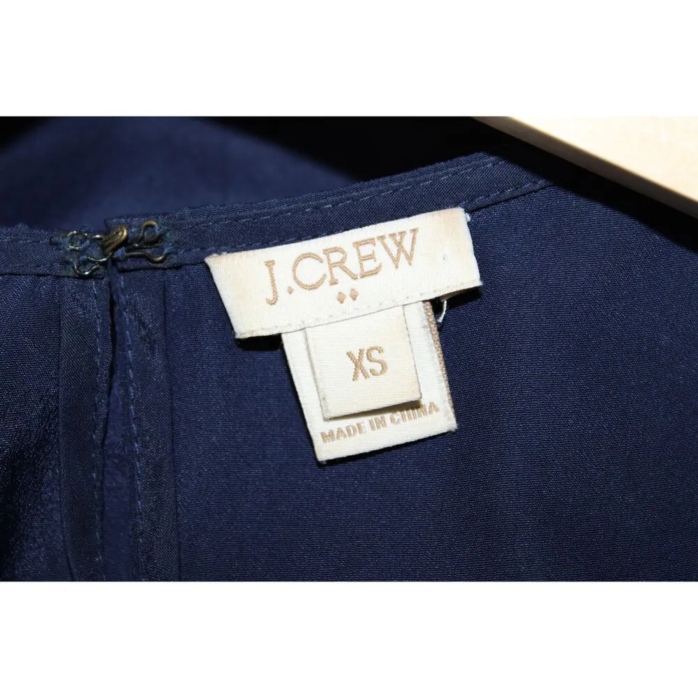 Womens J.Crew Green Navy Blue Lace Cotton Round Neck Short Sleeve Blouse Size XS - Image 3