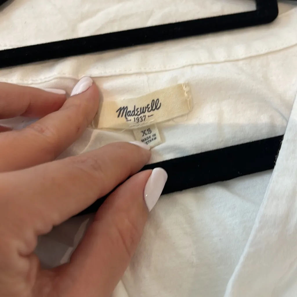 Women Xsmall Madewell white 3/4 long sleeve top size loose fit soft 100% cotton - Image 4